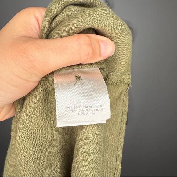 Holding Horses Green Linen Button Down Shirt Size M - Picture 7 of 7